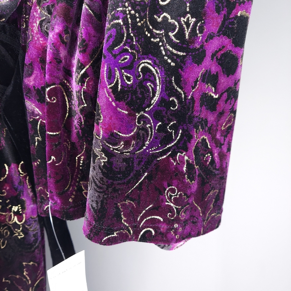 Y2K Velvet Empire Tie Waist Flare Sleeve Top Womens 2X Purple Witchy Whimsigoth - Picture 5 of 13